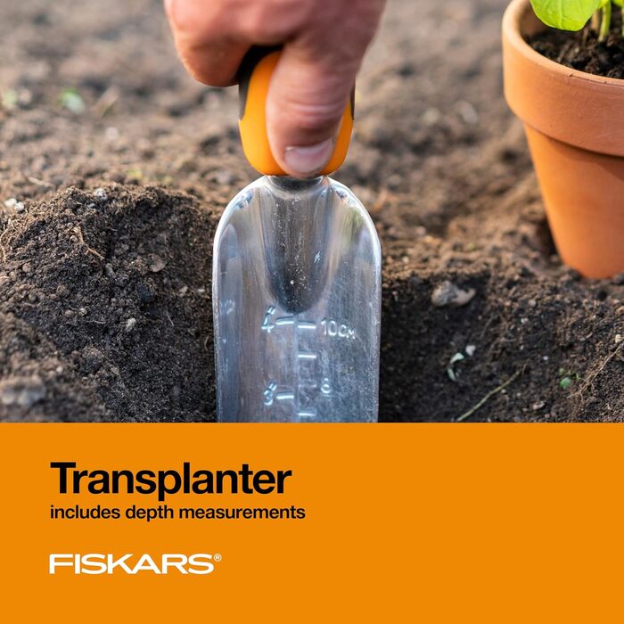 Набір садових інструментів Fiskars 3 шт: антикорозійна лопатка, граблі та культиватор для саду, ергономічні ручки, для посадки на вулиці, подарунок для жінок