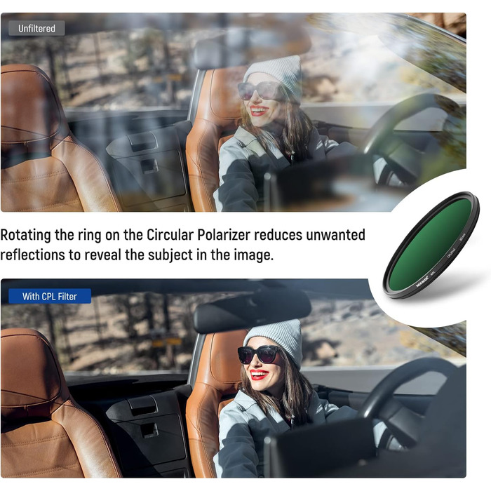 NEEWER 82mm CPL Поляризаційний фільтр Polarisationsfilter, надійне покриття з 30 шарів, оптичне скло HD, зменшує відблиски та покращує контраст