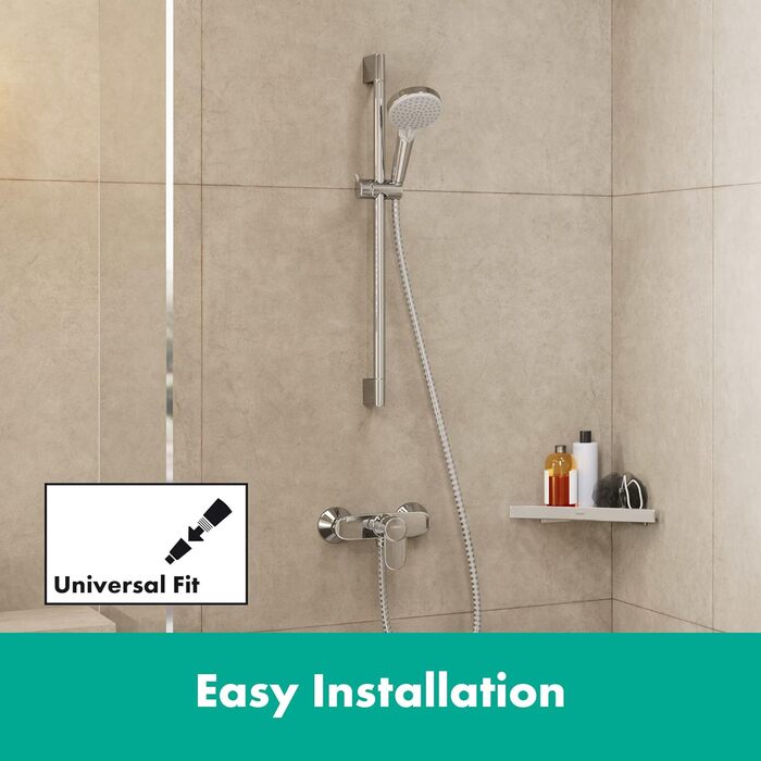 Hansgrohe Vernis Blend Shower Set, water-saving showerhead with shower hose and shower rail 0.65m, handheld shower with 2 spray patterns, chrome