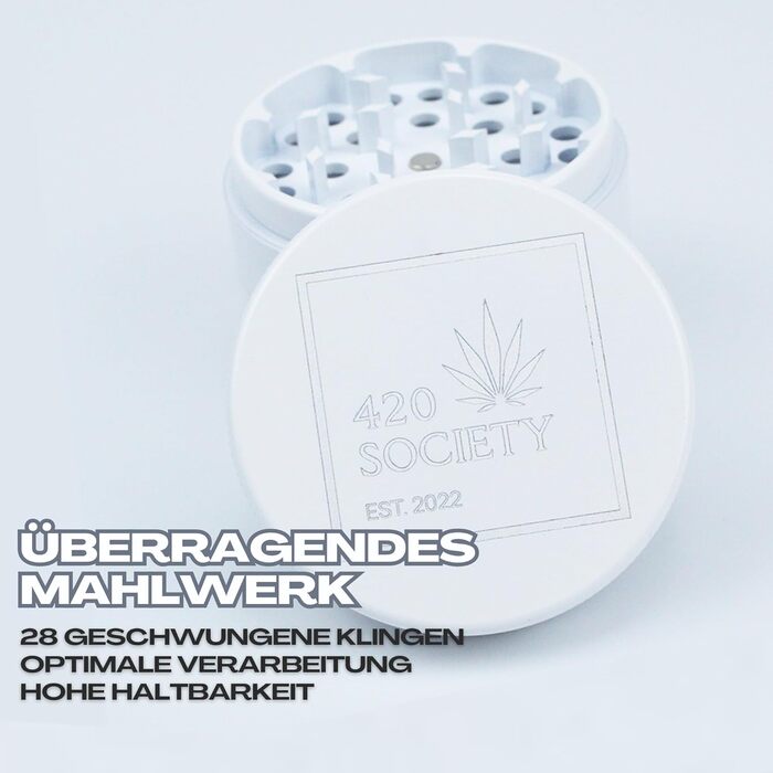 Керамічна гриндер-рушниця 420 Society Premium, 4-частинна, нанокераміка, антипригарна, біла, набір для догляду