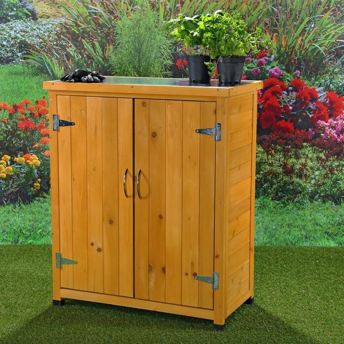 Garden/Tool Storage Cabinet with 2 Doors, 75 cm x 40 cm x 90 cm (W x D x H)