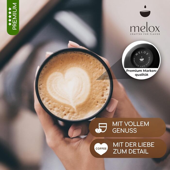 Набір керамічних чашок MELOX: 4 чашки для капучино з порцеляни (білі, 200 мл) та 2 чашки для лате (чорні, 300 мл) без ручок