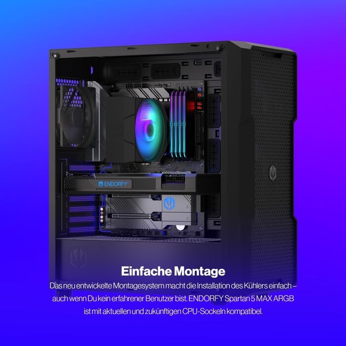 Система охолодження CPU Endorfy Spartan 5 Max ARGB: сумісна з AM4, AM5, LGA1700, LGA1200, LGA1150, з вентилятором 120 мм