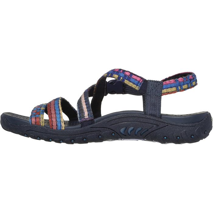 Сандалі жіночі Skechers Reggae Sew Me Boho плетені з ремінцями, блакитно-різнокольорові, розмір 37.5 EU