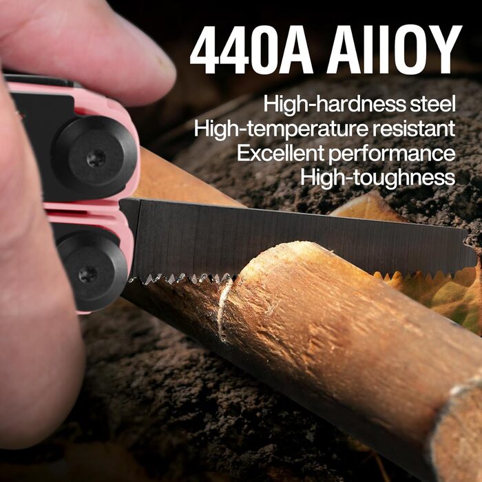 MIAOKE Multitool 23 in 1 with Premium Gift Box, Screwdrivers, Saw, Screwdrivers, Bottle Opener, Pliers, Camping Knife, Cool Gadgets for Men, Best Gift for Boyfriend, Son, Dad, Him, Husband (Coral Pink)