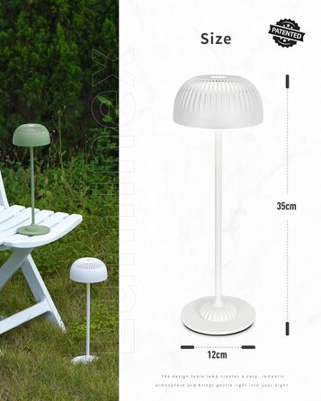 Світлодіодна настільна лампа бездротова LED для вулиці та дому, диммована, з акумулятором 5200mAh, водонепроникна IP54, чорна (D-біла)