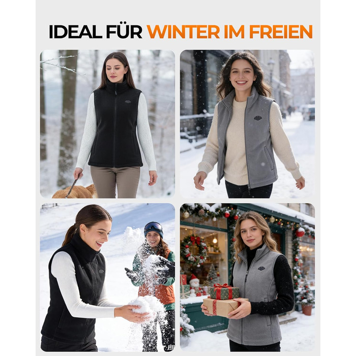 Електрична гріюча жилетка Topdot для жінок з флісу з Powerbank 7.4V 16000mAh, 10 зон нагріву, 3 температурні режими, для велоспорту, кемпінгу та outdoor-робіт, чорна, розмір M