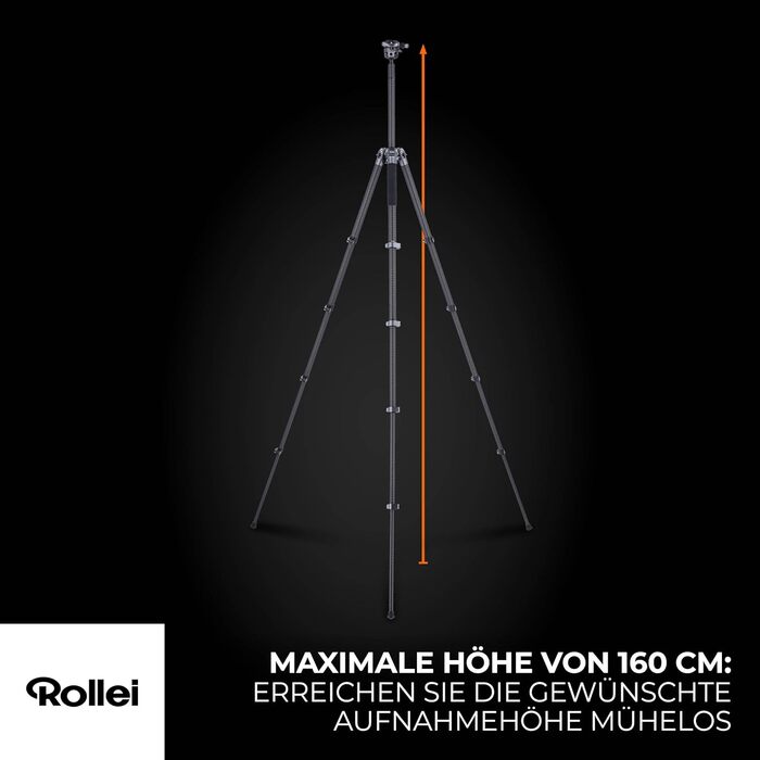 Карбоновий штатив для відео Rollei Easy Traveler: навантаження 4,5 кг, висота 164 см, ультралегкий та компактний, червоний