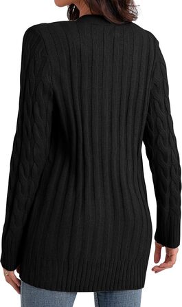 Жіночий в'язаний кардиган GRECERELLE з кишенями, довгий, елегантний, великого розміру, чорний, для осені/зими/весни