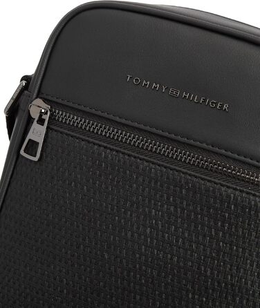 Чоловіча сумка-месенджер Tommy Hilfiger Woven Mini Reporter з зовнішньою кишенею, чорна