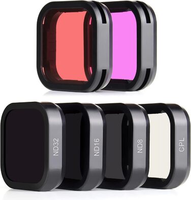 Фільтри SOONSUN CPL, ND8, ND16, ND32 для GoPro Hero 12, 11, 10, 9 - Набір нейтральних фільтрів та поляризатора, захист об'єктива, 4 шт.