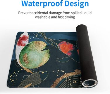 Японський килимок для миші з хвилями океану, великий ігровий килимок з аніме, подовжений килимок на стіл Канагава, товщина 3 мм, неслизька гумова основа, 80 x 30 см (Кої-карп)