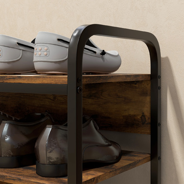 HOMCOM Shoe Rack Shoe Stand 4 Tiers with Handle for max 11 Pairs of Shoes Shoe Storage for Entrance Hall 70 x 30 x 65 cm Rustic Brown