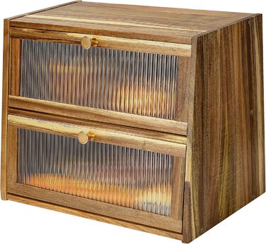 Дерев'яний хлібниця великого розміру, 2-ярусний, з акриловим вікном (акація)