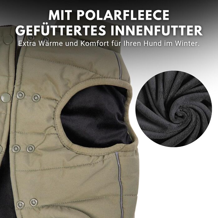 Spark Paws Warmshield™ Dog Jacket Winter Coat, Warm Fleece Lining, Water-Repellent, Windproof, Reflective Vest, Suitable for Medium and Large Dogs, Cold Protection Snow Jacket Parka - - M (M: 5-7kg, Olive)