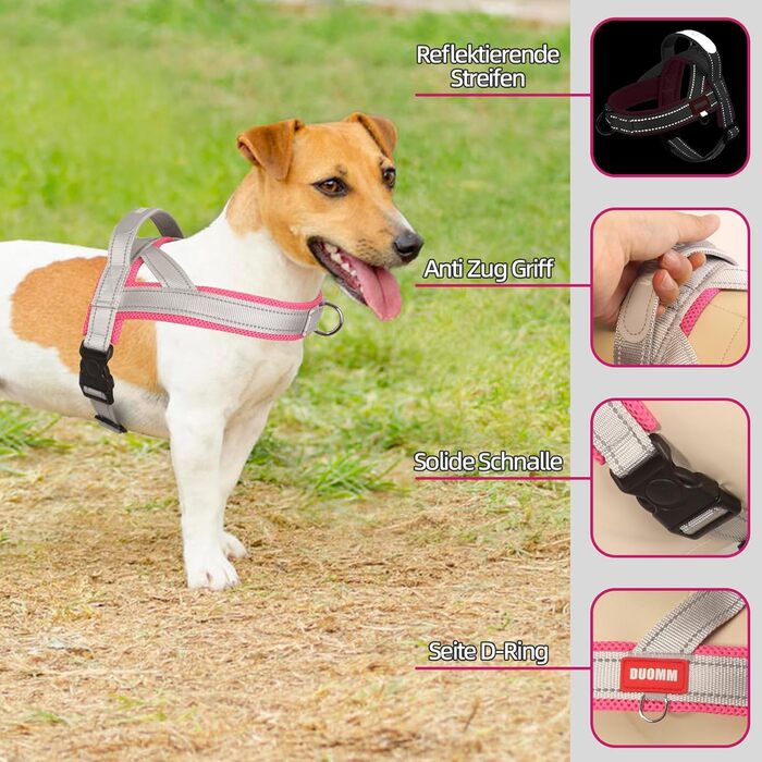 Нашийник для собак середніх та маленьких порід, цуценят, кольоровий, з м'якою підкладкою, з ручкою та кільцем, світловідбиваючий, легкий, чорно-сірий, (M, сірий+рожевий)