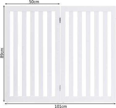 Захисний бар'єр для собак COSTWAY 89 см, 4 панелі, дерев'яний, дитячий, розкладний, захист від сходів, гнучкий, білий