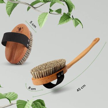 Premium Bath Brush/Body Brush – FSC certified, natural bristles (sisal & horsehair) & cord – body brush with long handle for back, dry & wet brush – 100% Made in Germany (SOFT bristles (bristles made of boar bristles))
