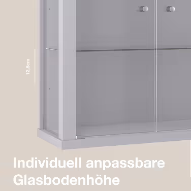 Підвісна вітрина K-Möbel з алюмінію та скла, 80x60x25 см, 2 полички, буковий декор, скляні дверцята, для стін, Німеччина