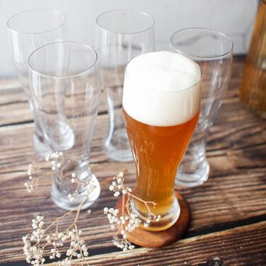 Набір келихів для пшеничного пива Sendez, 6 шт по 0,5 л (макс. 580 мл), скляні бокали для вайзбіру