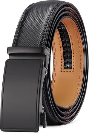 Чоловічий шкіряний ремінь SENDEFN з автоматичною пряжкою, ширина 35 мм, регульований розмір 32-38 дюймів (115 см), матовий чорний