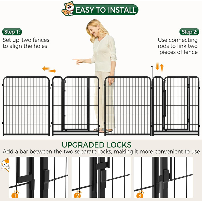 Вольєр для собак Yaheetech 8-секційний, 80 см, для квартири та саду, збірка без інструментів