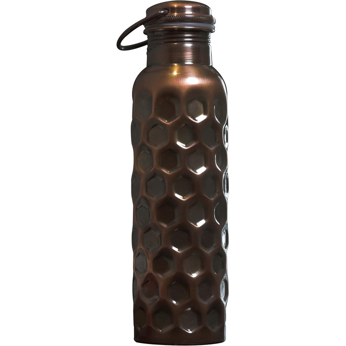 Trade Trinkwasserflasche Kupfer - Drinking Water Bottle Copper - Pure Naturally Bottle Water Bottle with Lid and Carrying Bag 34oz/1000 ml Leak-Proof Ayurveda Copper Bottle for Office and Yoga (Black, 1)