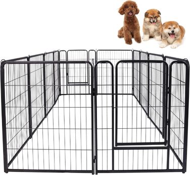 Набір вольєрів для собак SUBTLETY з дверима та ґрунтовими анкерами. Фолдіруваний вольєр для собак, загін для цуценят, захисний загін для тварин. Підходить для саду, кемпінгу (12 шт.)