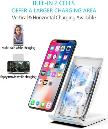 Бездротовий зарядний пристрій NANAMI Qi для iPhone 17/16/15/14/13/12 Pro/11/XS Max/XR/X/8 Plus та Samsung Galaxy S25/S24/S23, білий