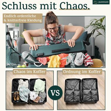 Puremore® Преміум Набір для пакування багажу з компресією (6 шт.) | Органайзери для подорожей | Чохли для взуття | Чорний колір