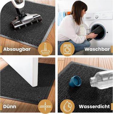 Килимок для дому 40x60 см, антрацит, міцний, вбираючий - антиковзаюче покриття для підлоги