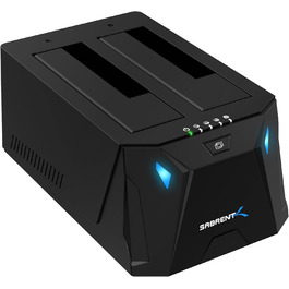 Док-станція Sabrent для 2 HDD/SSD 2.5'/3.5' з USB-C, 5Gbps, підтримка клонування, без інструментів (EC-CH2B)