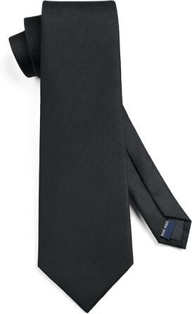 Комплект краватки та нагрудного хустинки для весілля HISDERN (Чорний, в клітинку)