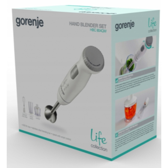 Занурювальний блендер Gorenje HBC804QW, 800 Вт, білий