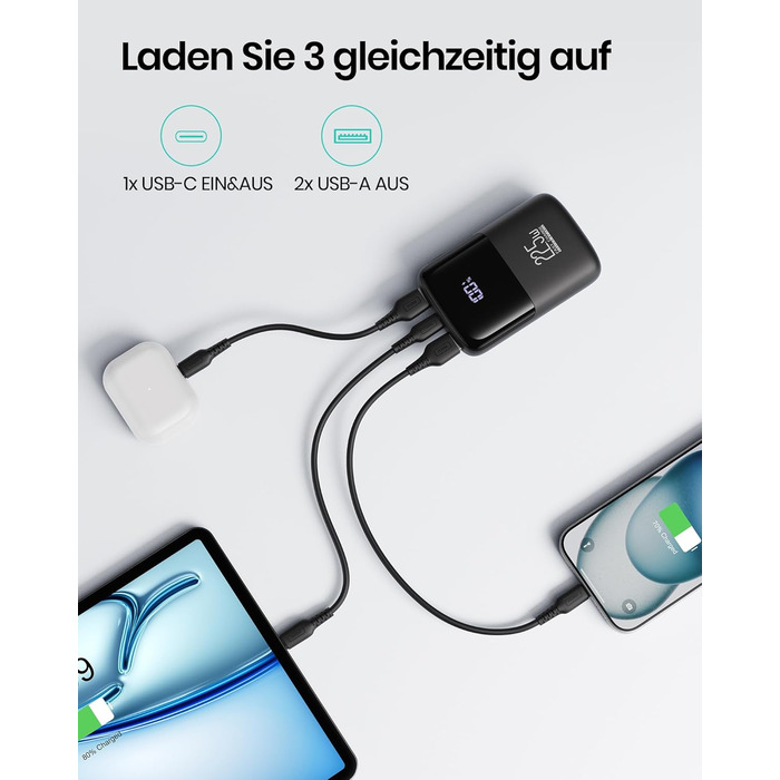 Power Bank INIU 10000mAh з швидкою зарядкою 22.5W, USB-C, PD3.0, QC4.0 - для iPhone, Samsung, iPad та інших пристроїв