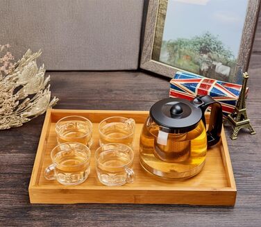 Чайник Lovegrace зі скла та нержавіючої сталі з ситом 1250 мл - термостійкий, придатний для миття в посудомийній машині, з фільтром з нержавіючої сталі, чайник зі скляним ситом, прозорий