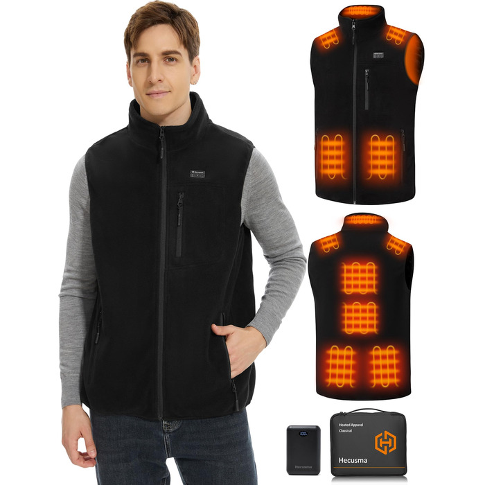 Електрична гріюча жилетка для чоловіків з powerbank 16000 mAh, 7.4 V - для полювання, катання на лижах, мотоциклів та активного відпочинку