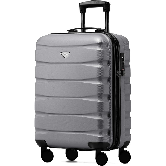 Чохол-валіза Flight Knight 56x45x25 см, жорсткий, ручна поклажа, сумісний з British Airways та Easyjet, сірий/чорний