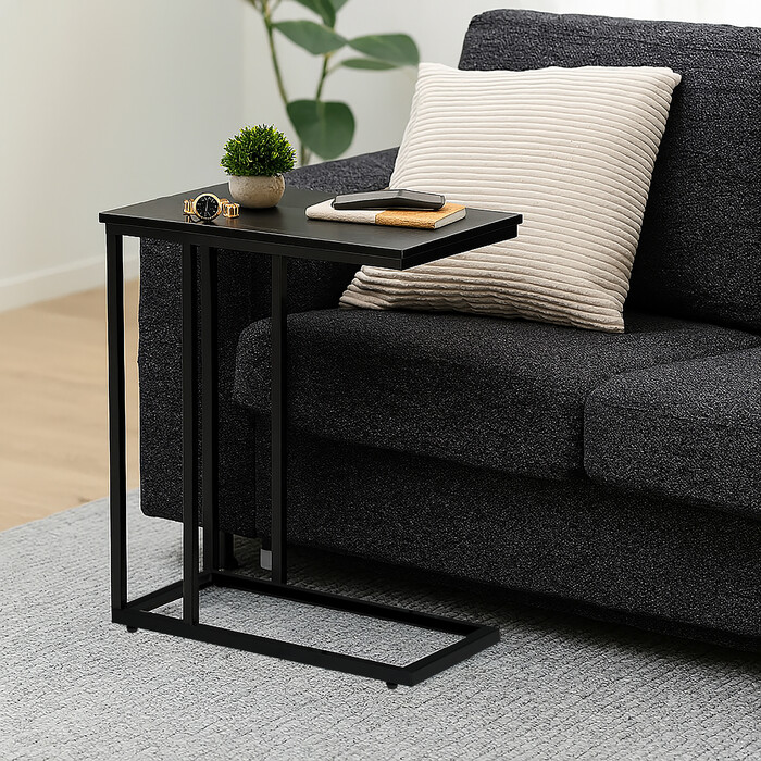 Relaxdays C-Shaped Side Table with Wheels