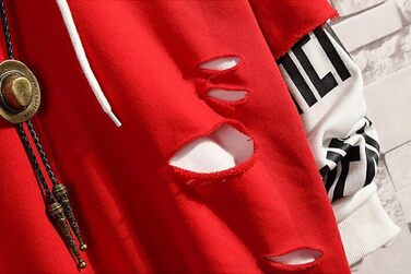 Худі Heo Mrin чоловіче Techwear у стилі хіп-хоп, японський streetwear, пачворк, міський джемпер (3XL, Червоний)