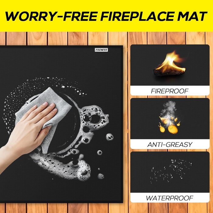 Килимок для гриля, захист від полум'я, 105x60 см, для газового гриля, силікон-склотканина, чорний