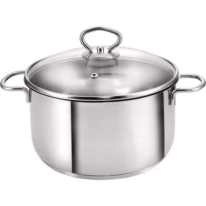 Merkur Stainless Steel Cookware Set - Induction Pots with Pouring Spout, Liter Scale, and Glass Lids – 4-Piece