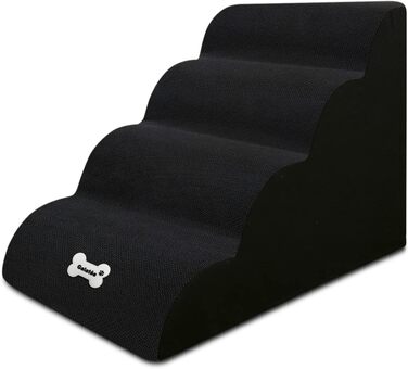 Сходинка для собак Galatée з 4 ступенями, неслизька, для ліжка/софи, знімний чохол, гумова основа, портативна (світло-коричнева) (чорний)