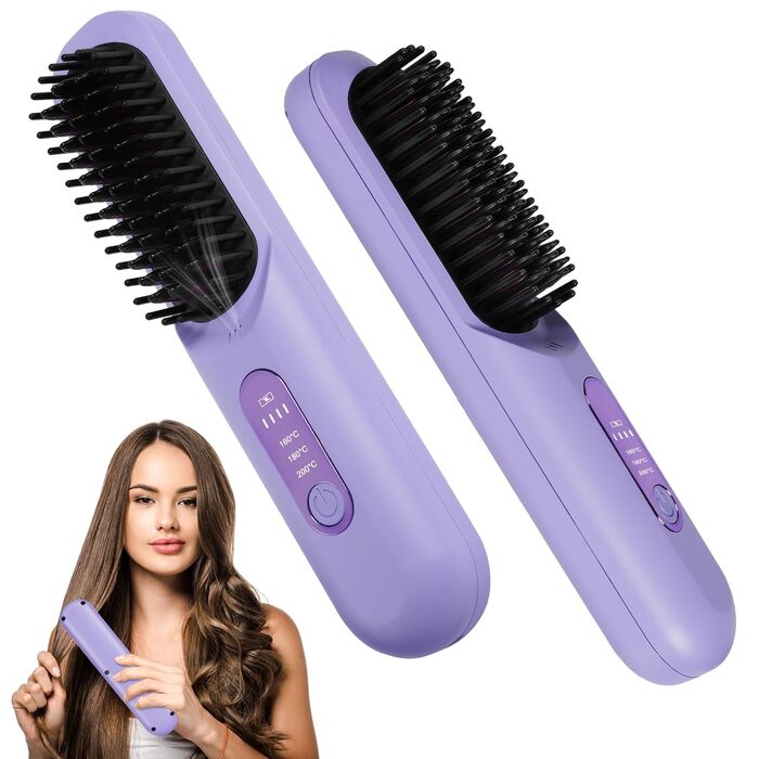 Бездротова випрямляч для волосся LOPHE з LED-дисплеєм, білий (фіолетовий тип-b)