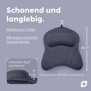 Vesta+ Blue Bath Pillow with Suction Cups - Neck & Back Support - Tested Winner