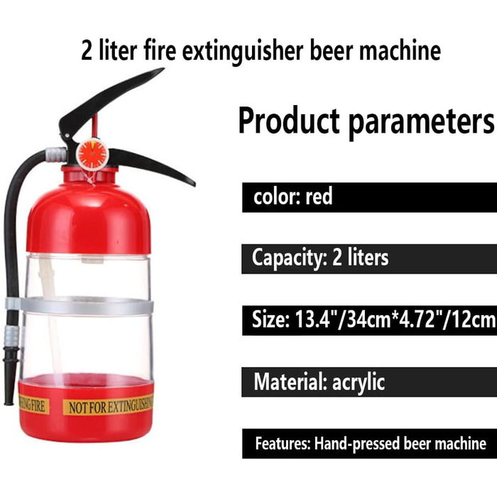 2L Whiskey Aerator, Fire Extinguisher Shape, Beer Maker for Wine, Beer, Whiskey, Drinks, Cocktails, Spirits