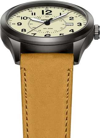 Годинник чоловічий LN LENQIN Military 30M водостійкий кварцовий годинник з датою на текстильному ремінці (світло-коричневий)