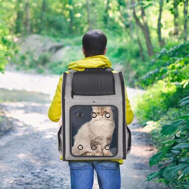 Транспортна переноска для собак та котів великого розміру з колесами, складана, рюкзак для собак до 15 кг, з прозорим вікном, сірого кольору