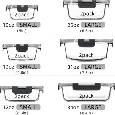 Набір контейнерів для їжі Glas Meal Prep Container Set (12 шт.) - рожевий (сірий), миє в посудомийній машині