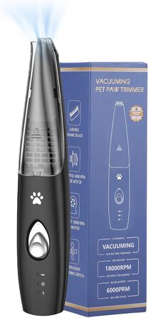Триммер для собак 2-в-1 з пилососом, 6000 об/хв, USB, для догляду за лапами та очима, для дому та ветеринара